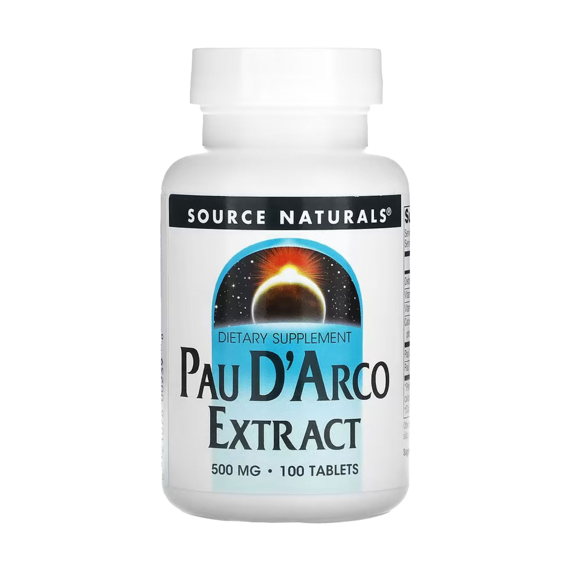 Кора мурашиного дерева Source Naturals Pau D'Arco Extract 500 мг, 100 таблеток